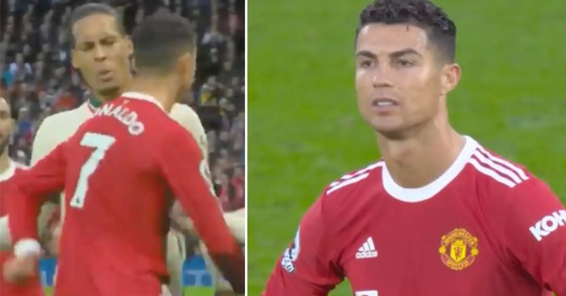 Cristiano Ronaldos Reaktion, nachdem van Dijk ihn geschoben hat - von Kamera erwischt