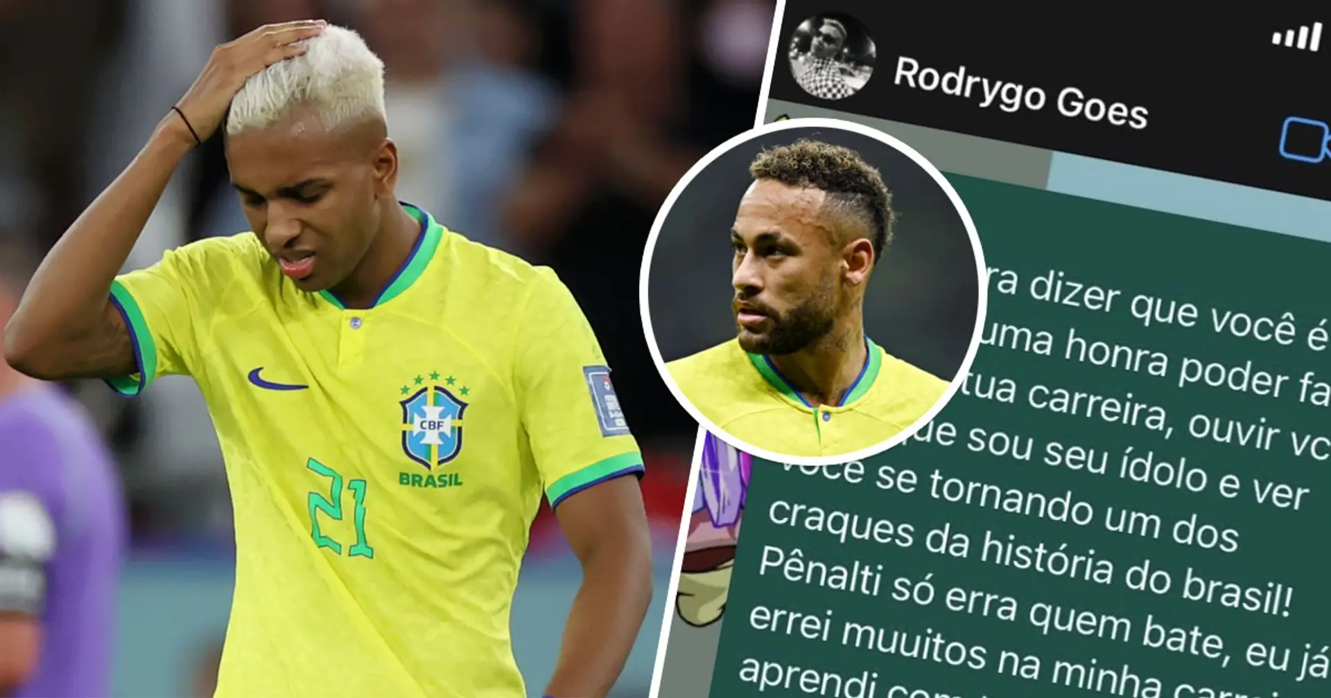 'La crítica te hará más fuerte': Neymar revela su mensaje para Rodrygo tras fallar un penalti crucial ante Croacia