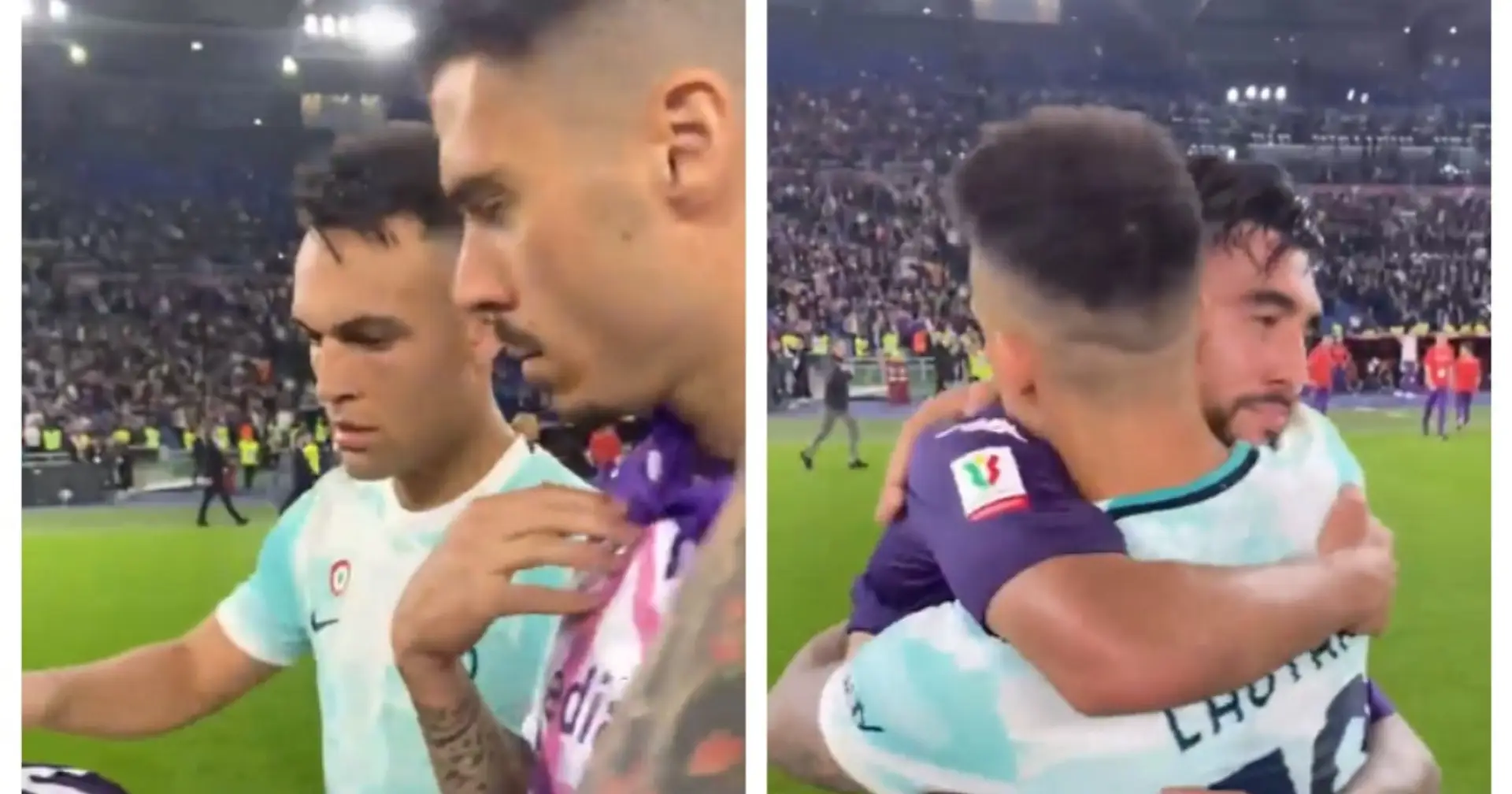 Süßheit  des Tages💙 Lautaro Martinez tröstet Nicolas Gonzalez nach dem Finale der Coppa Italia - die Argentinier haben alle Tore geschossen