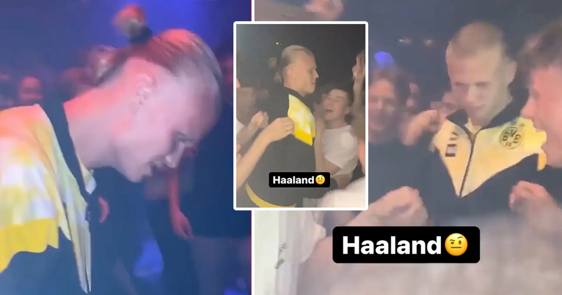 Erling Haaland dancing in the club with Dortmund fans in a full tracksuit after final game