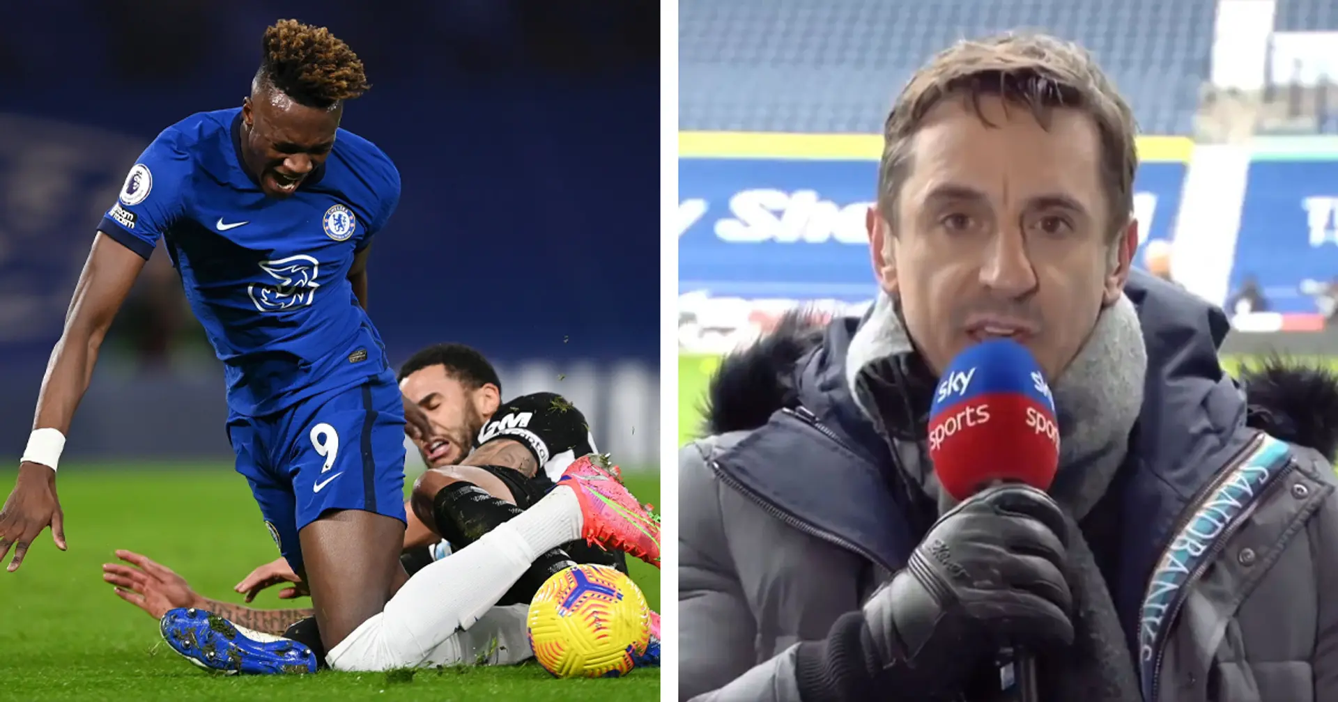 Gary Neville slams Tammy Abraham for trying to draw penalty and causing his own injury