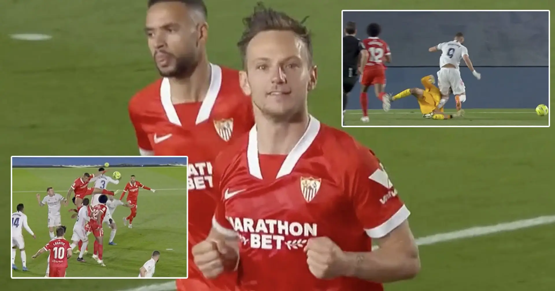 VAR overturns Madrid's penalty and gives one to Sevilla, Rakitic converts to keep Barca in the race