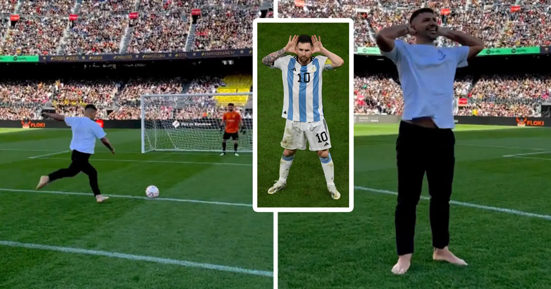 Aguero a marqué un penalty dans un Camp Nou bondé lors de la KingsLeague de Piqué, il imite la célébration emblématique de Messi à la Coupe du monde