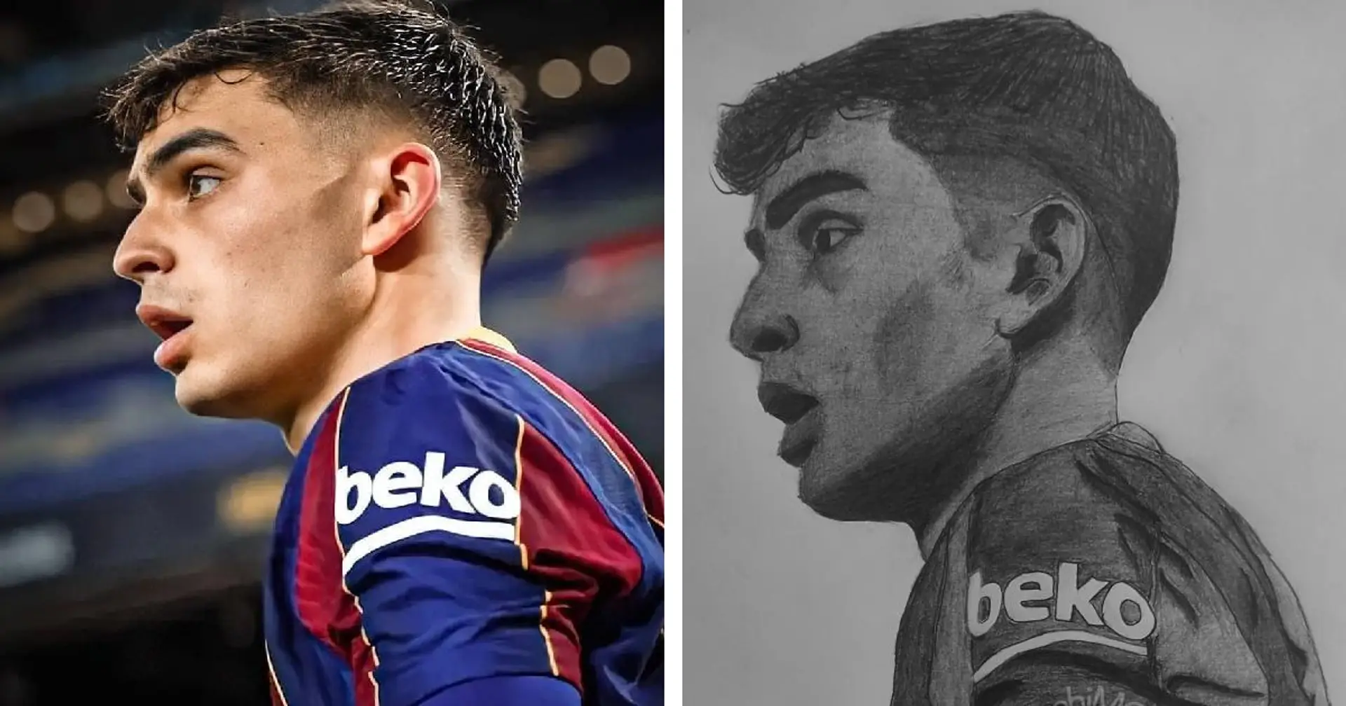 Un fan du Barça réalise un superbe dessin au crayon de Pedri, c'est pas mal du tout