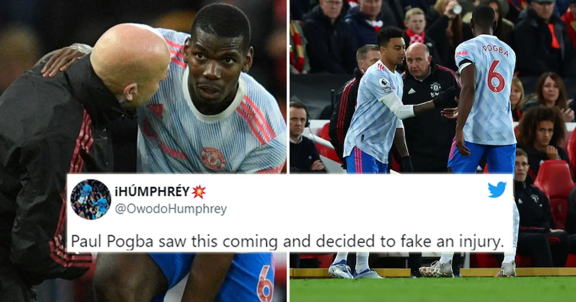 "Il n'avait pas envie d'être sur le terrain pour une raclée": les fans pensent que Pogba a simulé sa blessure contre Liverpool
