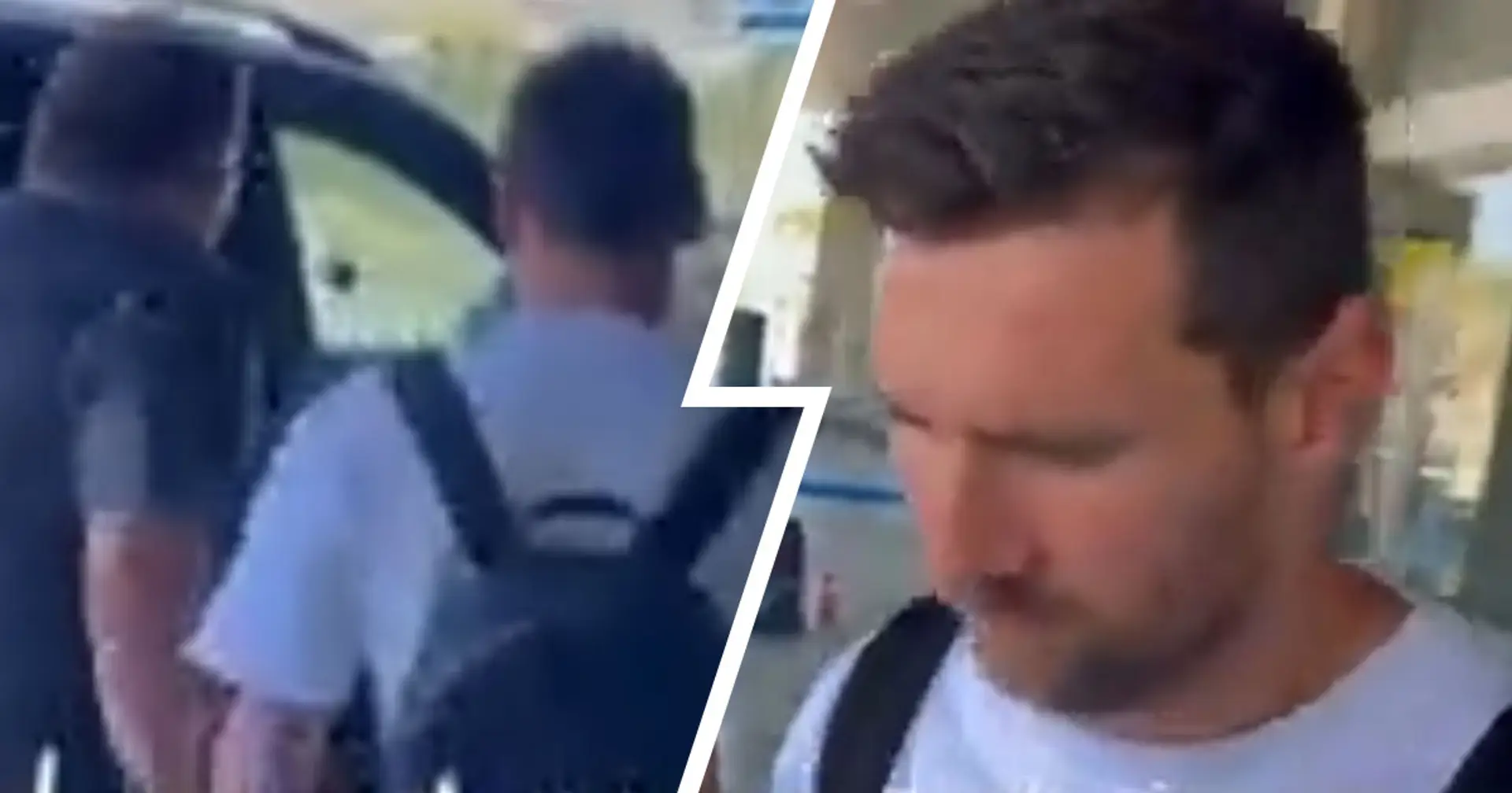 Messi arrives in Barcelona, journalists ask him if he'd like to re-join Barca