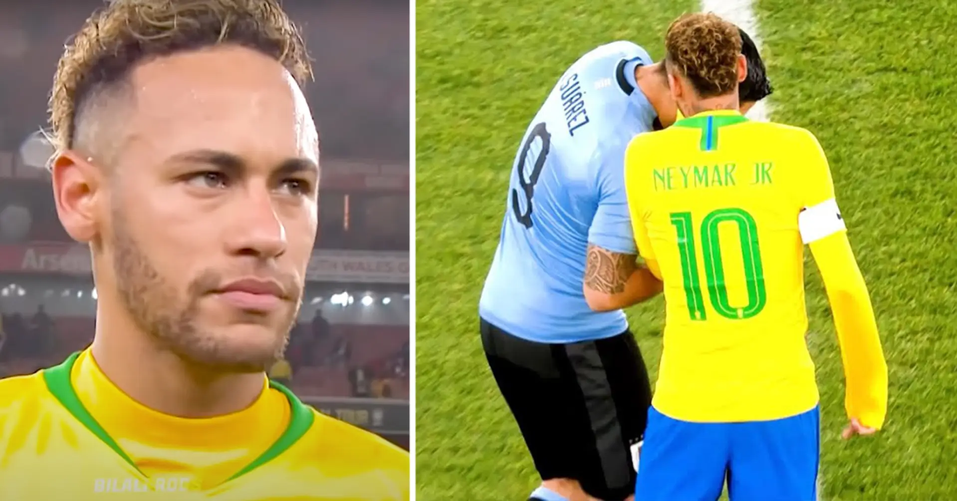 Neymars Gespräch mit Luis Suarez während des Spiels zwischen Brasilien und Uruguay - vor der Kamera gefangen