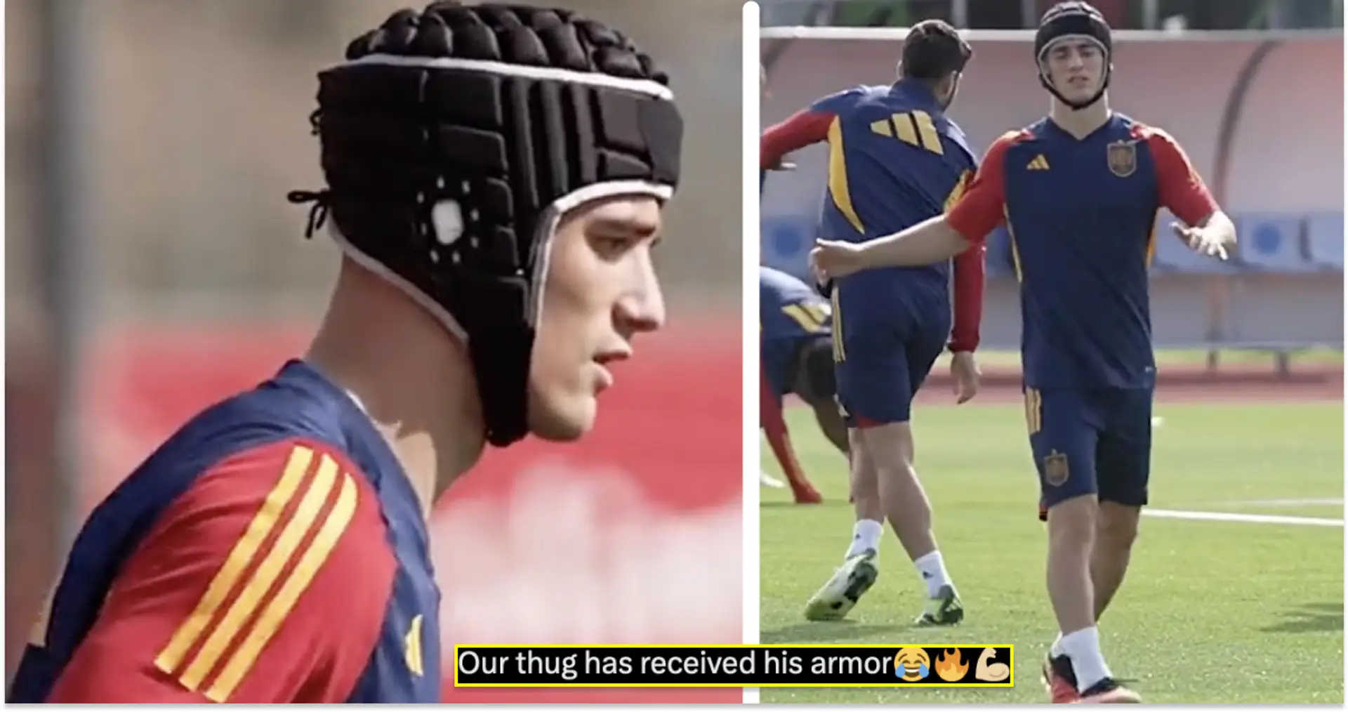 'Give him boxing gloves too': Fans react as Gavi spotted wearing helmet in training