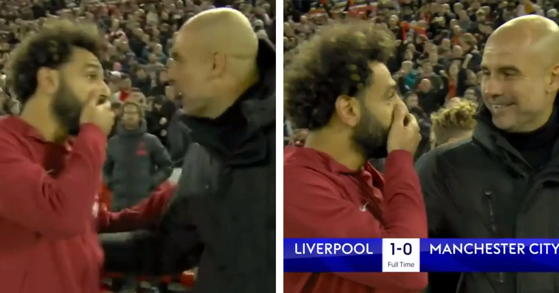 Spotted: Pep Guardiola has little chat with Salah after full-time