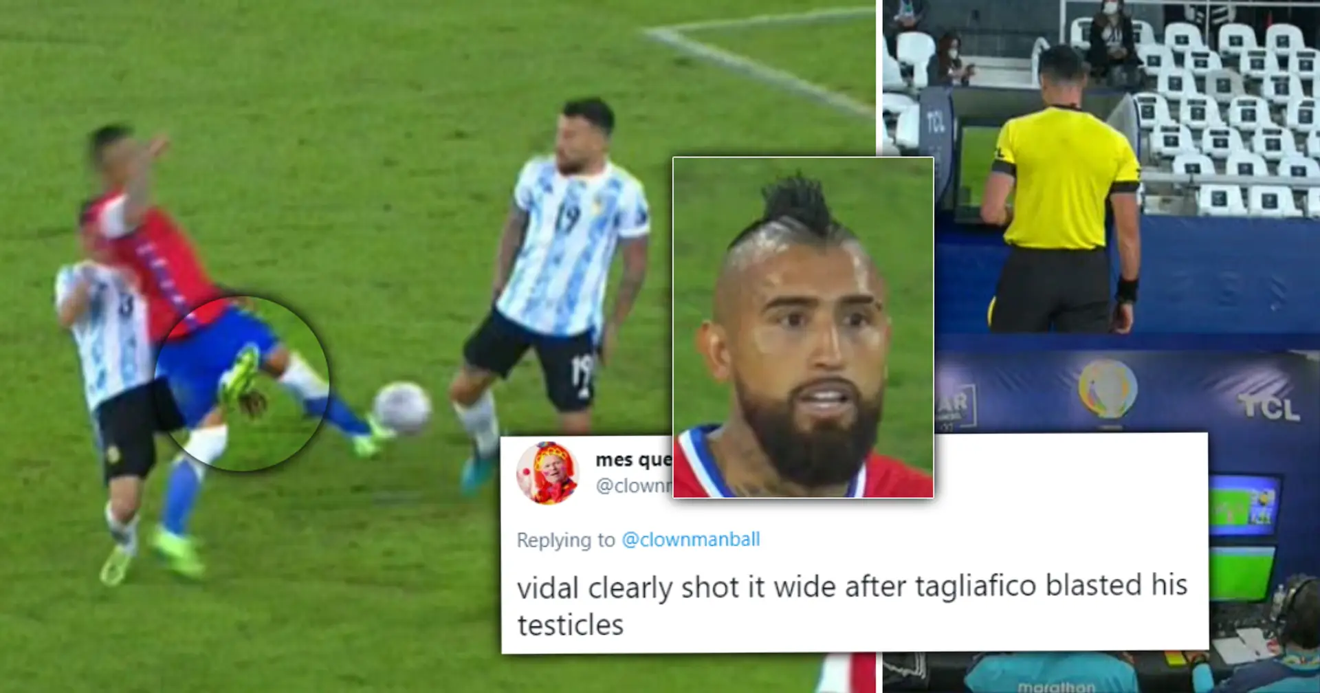 'He almost turns Vidal into a eunuch and Argentina fans still say it's not a pen': Awkward tackle in Argentina v Chile causes much debate – and jokes