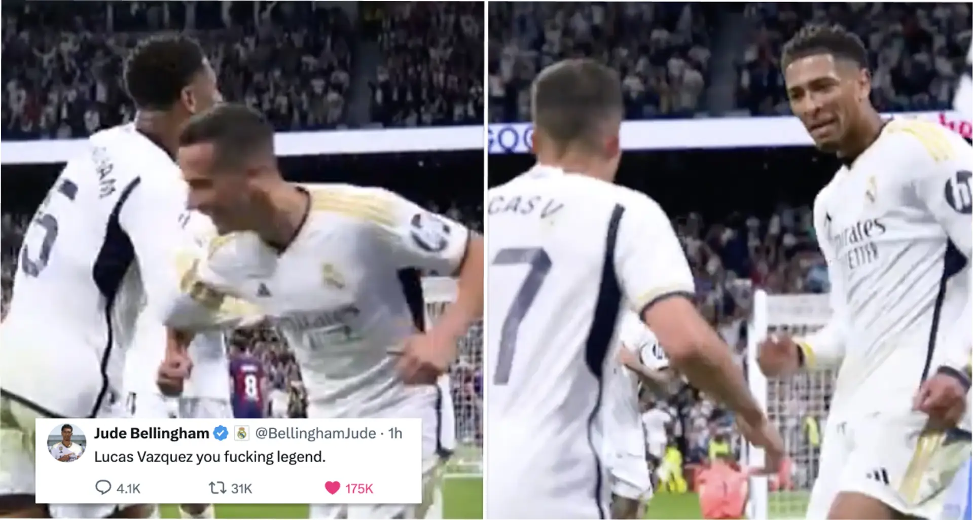 'You f**king legend': Jude Bellingham reacts to Vazquez masterclass against Barca 
