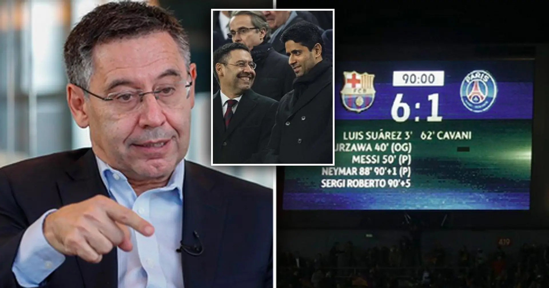 Bartomeu reveals one 'ugly thing' PSG president did during Barca's famous 6-1 comeback