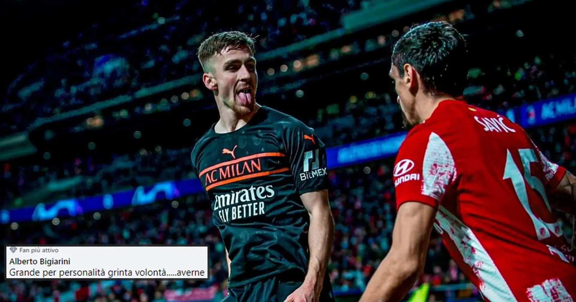 Saelemaekers irride l'avversario dopo il vantaggio del Milan sull'Atletico Madrid: tifosi in delirio sui social