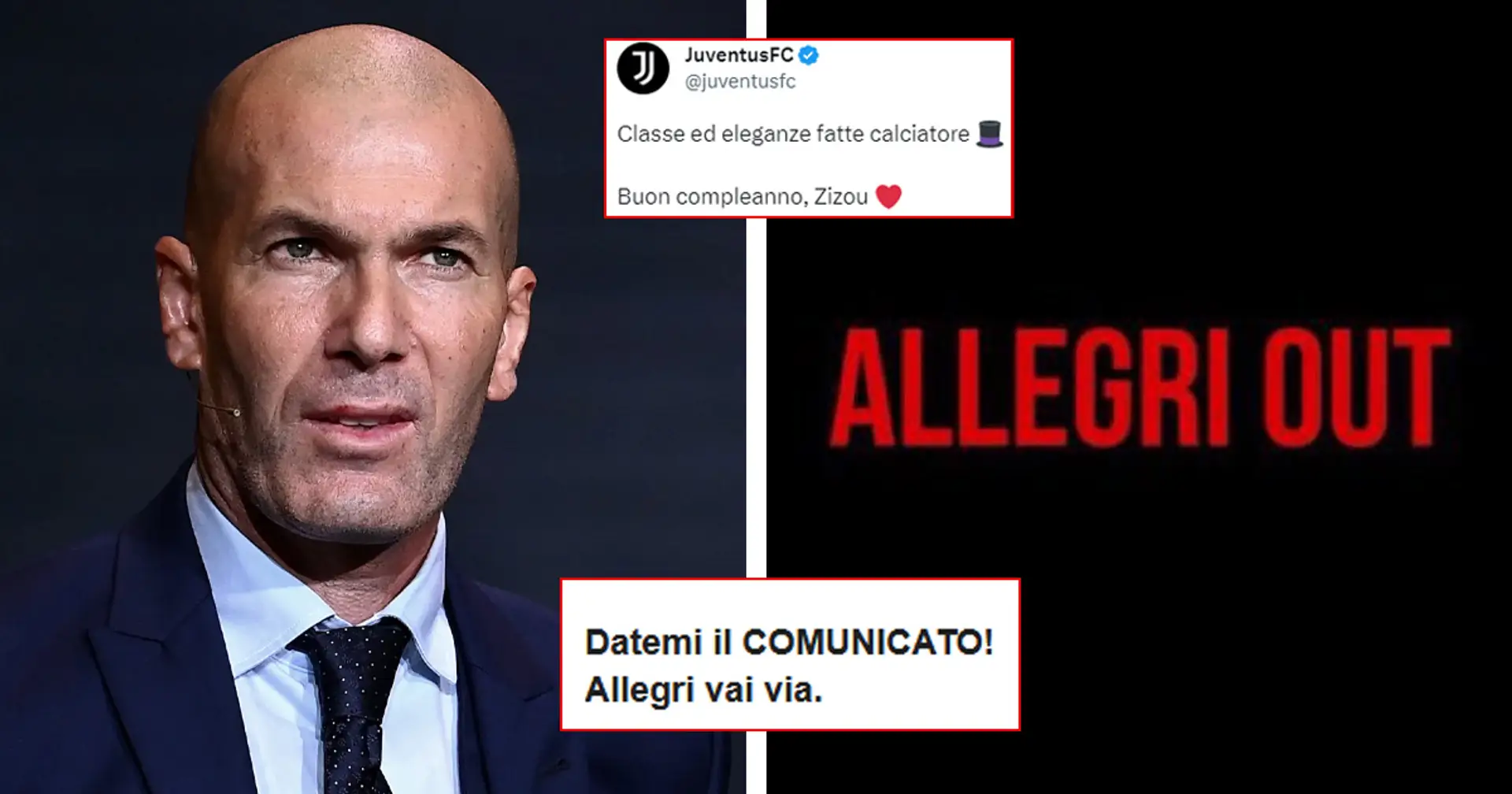 "Salvaci tu!": la Juve fa gli auguri a Zidane, sui social scoppia di nuovo l'hashtag #AllegriOUT