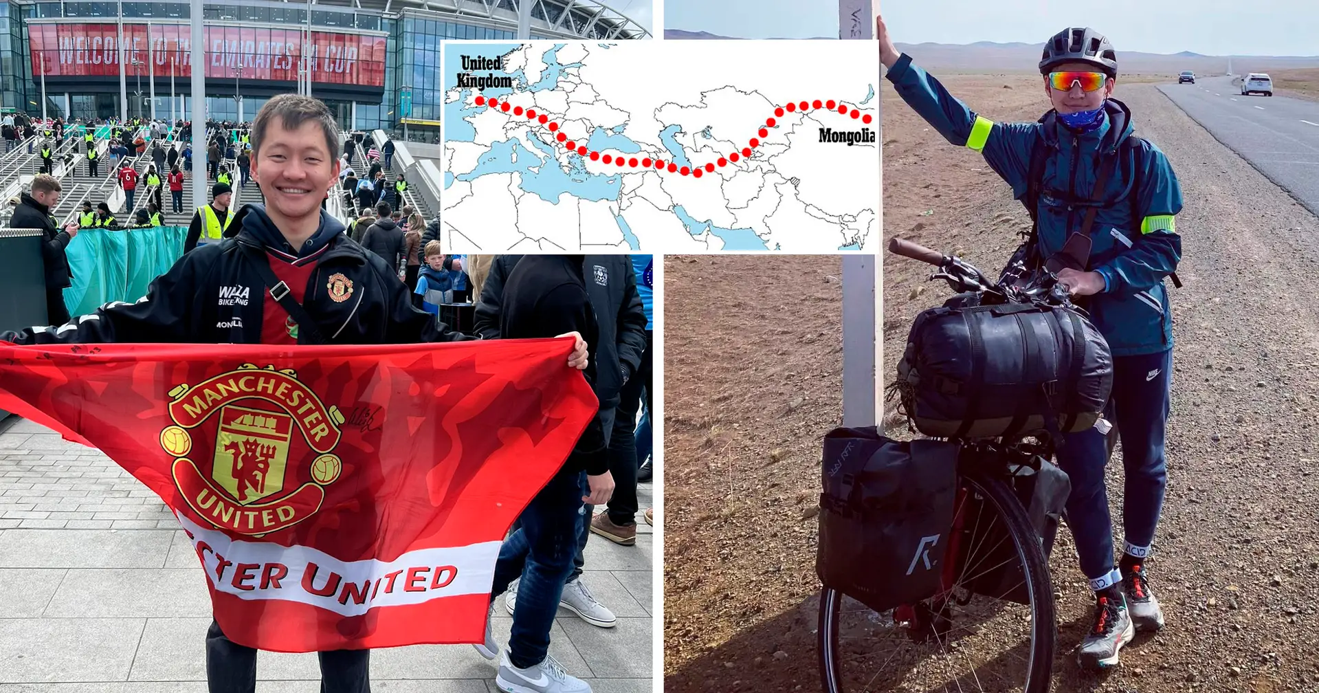 Man United fan cycled from Mongolia to England to watch United play - it took him 11 months