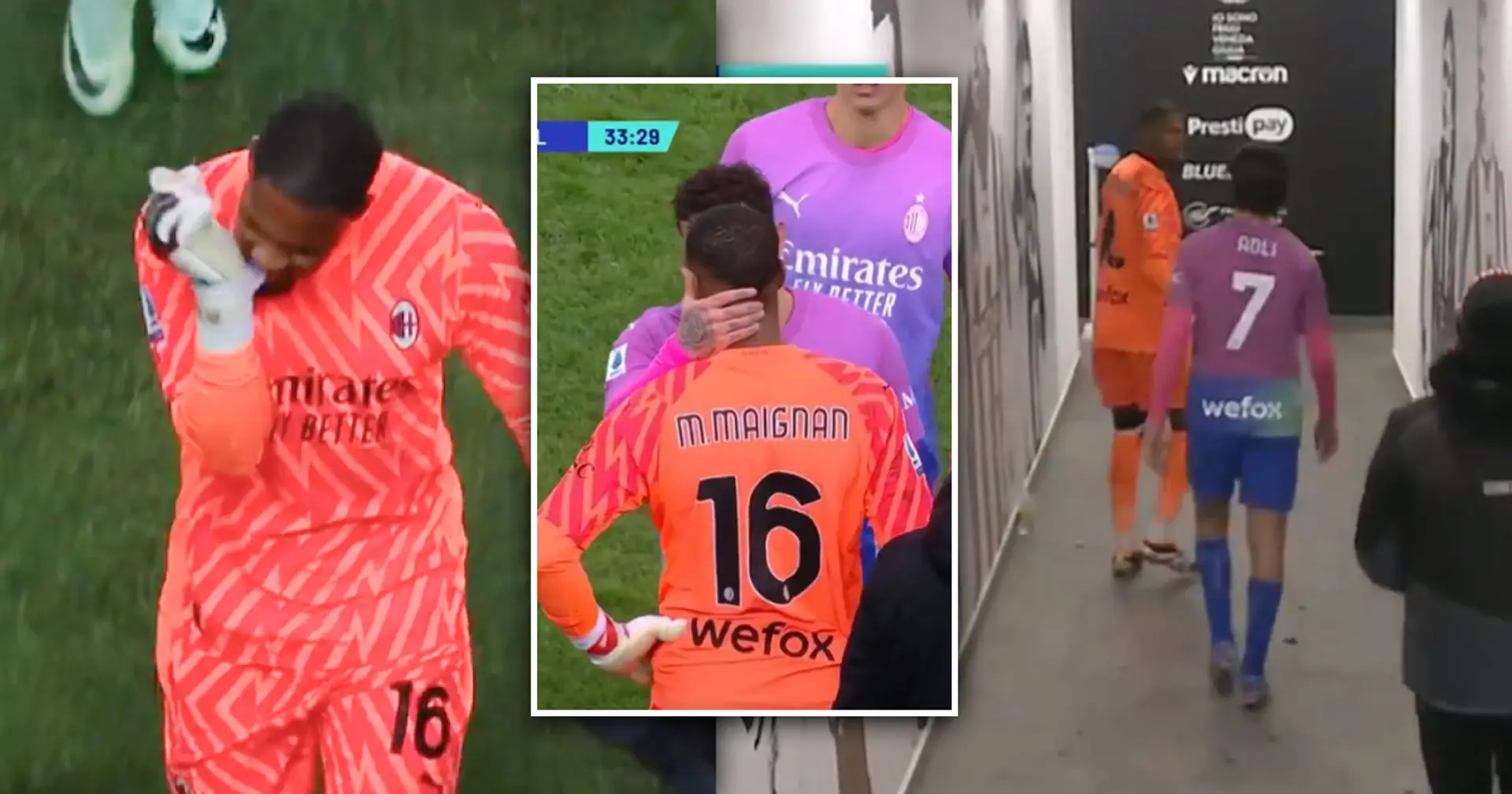 Mike Maignan walks off the pitch amid racist abuse from in Serie A